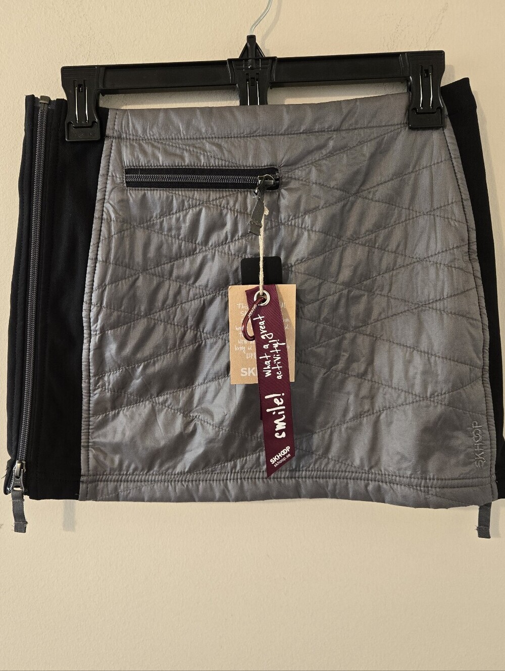 NWT Skhoop Mini Skirt Quilted Bun Warmer Graphite Sweden Zipper Women's XS